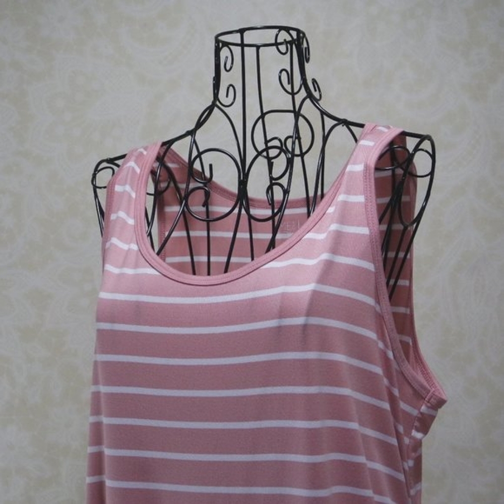 Time and Tru  Pink White Stripe Side Rouching Maternity XL